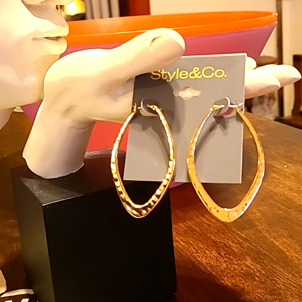 Style&Co. Textured Gold Hoop Earrings
